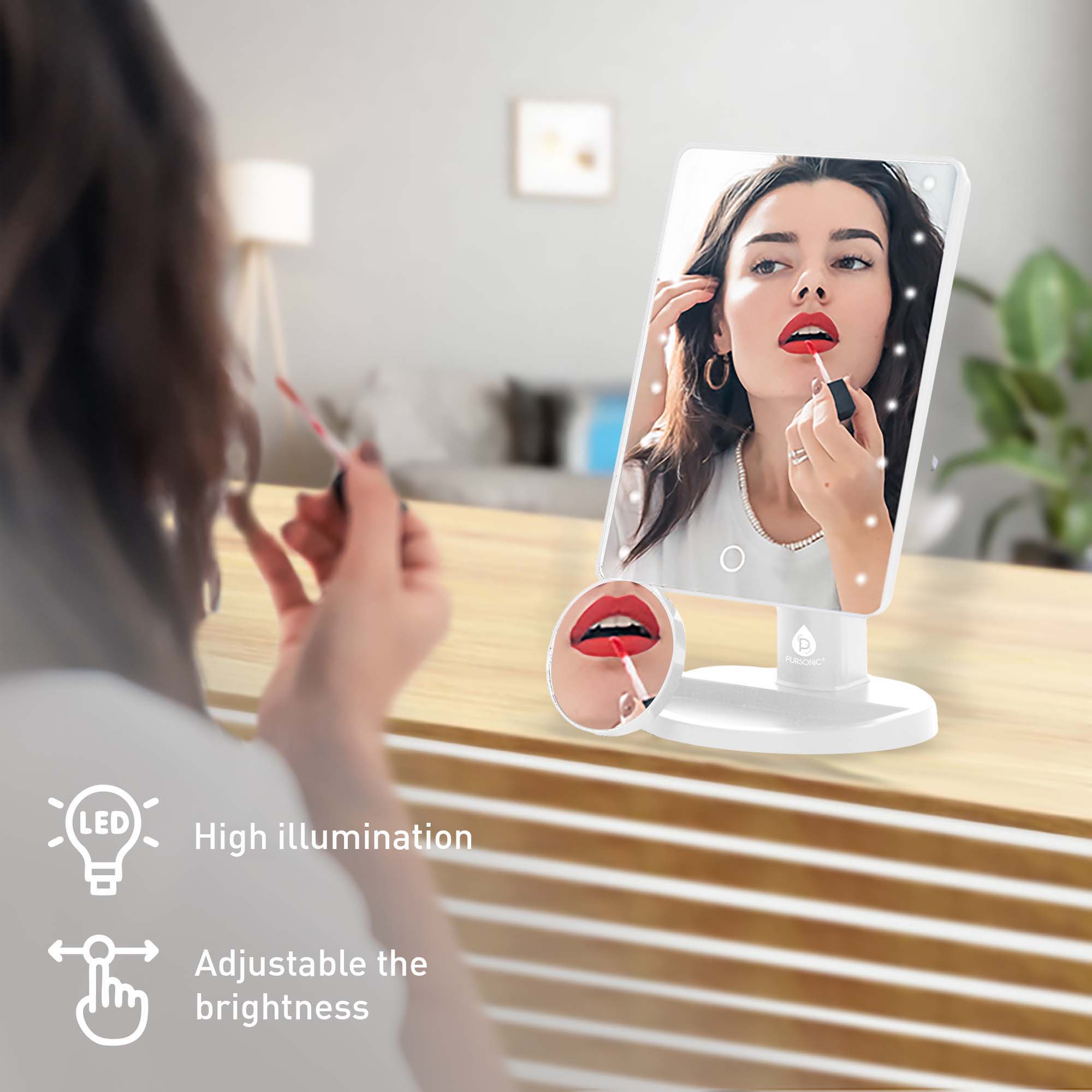 Pursonic Complete Beauty Set: Makeup Brushes, Facial Towels, LED Mirror & Blender Sponges-2